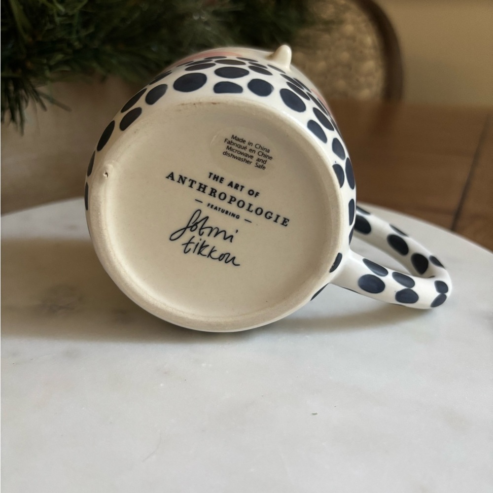 Anthropologie Black and White Dotted Mug - Picture 2 of 3